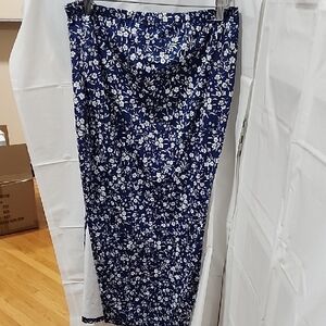 Floral Blue and White Maxi Skirt